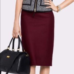 J. Crew The Pencil Skirt in burgundy wool